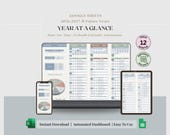 Yearly Planner Undated Google Sheets & Excel | Annual Calendar Monthly Event Tracker | 12 Month Year at a Glance Spreadsheet