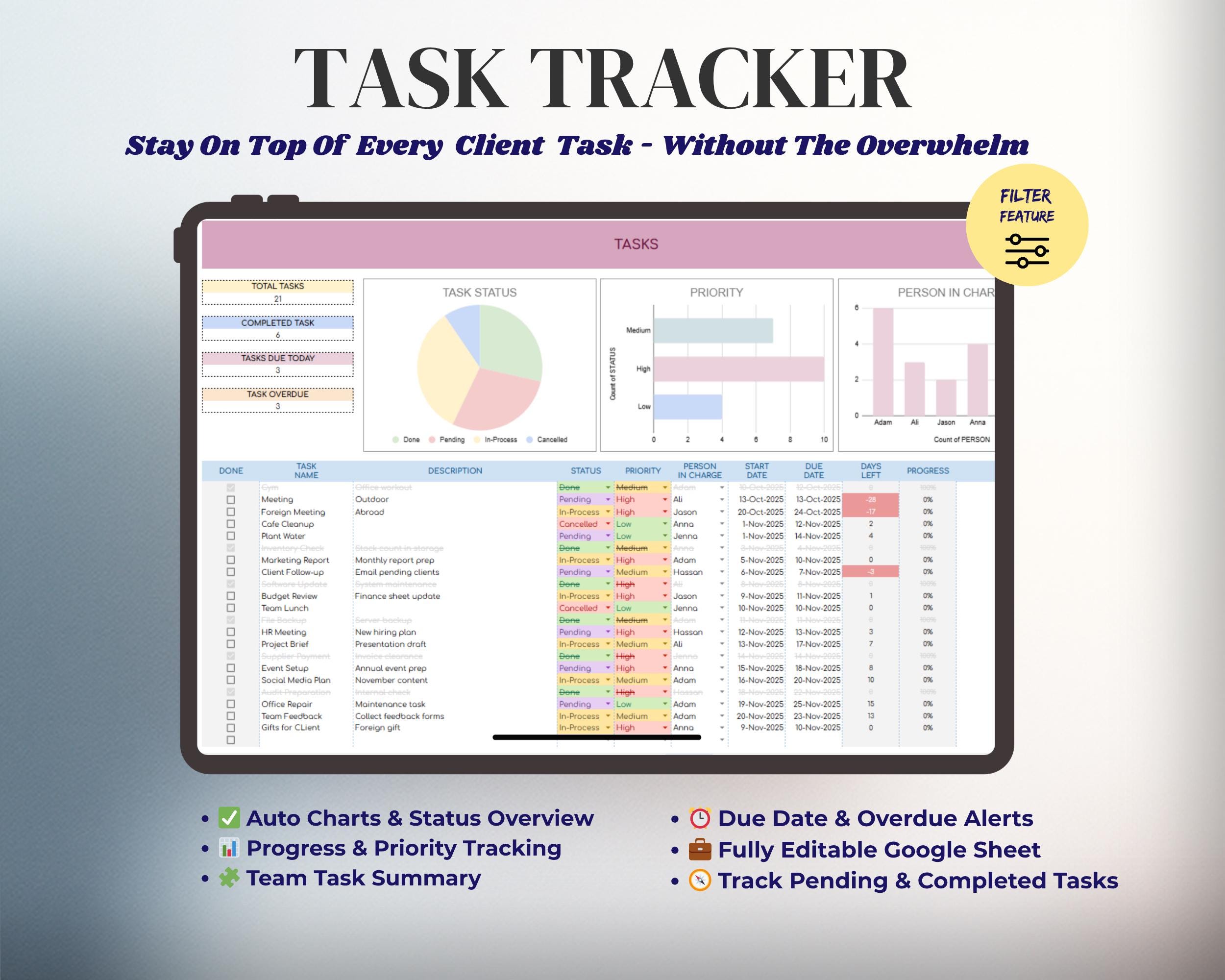 All-in-one Client and Invoice Tracker | Excel and Google Sheets ...
