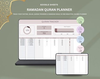Ramadan Planner 2026 Google Sheets | Prayer, Quran Tracker (Digital Download