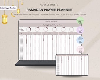 Ramadan Planner 2026 Google Sheets | Ramadan Tracker Spreadsheet | Prayer & Quran Tracker | Fasting Log | Islamic Digital Planner