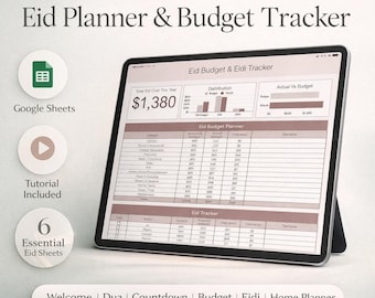 Eid Planner & Tracker Calendar – Muslim Budget, Eidi, Guest Organizer, Perfect Eid Gift and Home Planning Tool, islamic gift, eid mubarak
