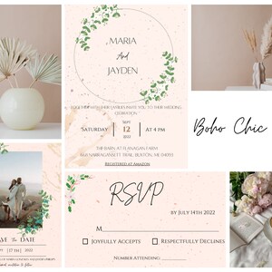 Boho Chic Wedding Invite Set - Digital