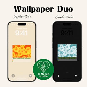 Keep Going Keep Growing Phone Wallpaper, Daisy Aesthetic 2 Pack, Light & Dark Mode iPhone  Android Background, Motivational Digital Download
