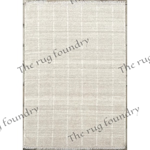 Handgeknoopt hoog-laag wollen tapijt, beige taupe structuurrasterpatroon, 5 x 7, 8 x 10 pluche neutraal tapijt voor slaapkamer, woonkamer of modern interieur