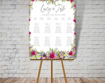 Wedding Seating Plan // Wedding Day // A0 Digital Download // Pink Floral Wedding Theme // Wedding Decor // April