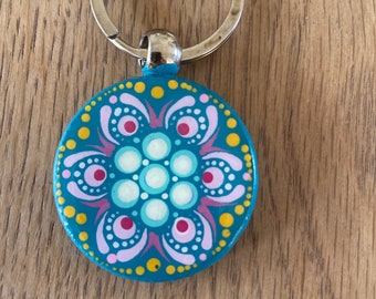 Keychain, Key holder, keychain mandala, keychain dotting art, souvenir, dotting mandala, small present, gifts, pendant, necklace