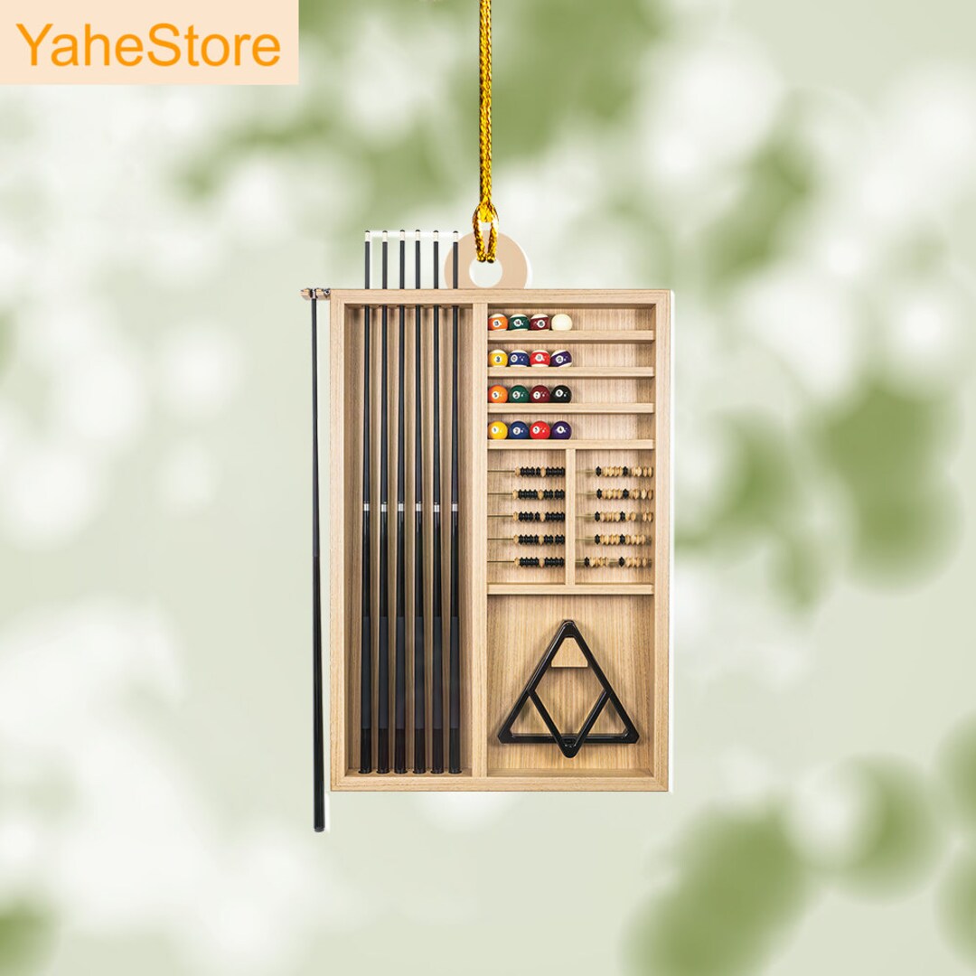 Billiard Christmas Ornament Billiard Cue Flat Hanging Etsy