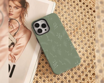 Dark Green Floral iPhone case for iPhone 15 14 13 12 11 Pro Max case 12 Mini XR XS case iPhone 7 8 14 15 Plus