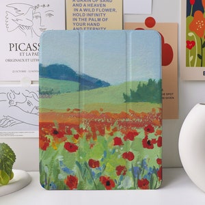 Huile sur Rose Field iPad Case pour iPad Air 4/5 iPad 10 10,9 » 2022 iPad Pro 12,9'' 2021 Pro 11 » 2022 iPad Mini 6/5/4, couverture iPad