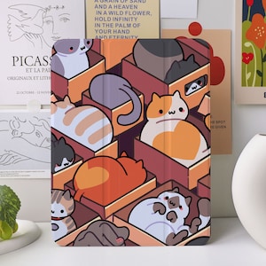 Étui Cat Story pour iPad Air 4/5, iPad 10 10,9" 2022, iPad Pro 12,9" 2021, Pro 11" 2022, iPad Mini 6/5/4, housse iPad