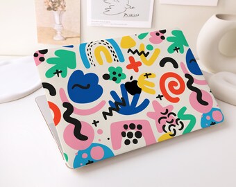 Colorful Shape Pattern Personalized Hard Protective Case for Macbook Pro 13”, 2022 M2 Air Pro, Laptop Hard Case for 12/13/14/15/16 inch