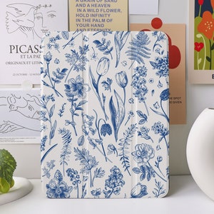 Étui iPad Deep Blue Flower Sea pour iPad Air 4/5 iPad 10 10,9 » 2022 iPad Pro 12,9'' 2021 Pro 11 » 2022 iPad Mini 6/5/4, couverture iPad
