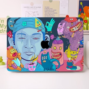 Funny Cartoon Monsters Personalized Hard Protective Case for Macbook Pro 13”, 2022 M2 Air Pro, Laptop Hard Case for 12/13/14/15/16 inch