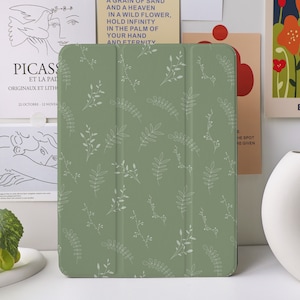 Étui floral vert foncé pour iPad Air 4/5, iPad 10 10,9" 2022, iPad Pro 12,9" 2021, Pro 11" 2022, iPad Mini 6/5/4, housse iPad
