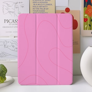 Étui iPad à ligne incurvée rose pour iPad Air 4/5 iPad 10 10,9" 2022 iPad Pro 12,9'' 2021 Pro 11" 2022 iPad Mini 6/5/4, couverture iPad