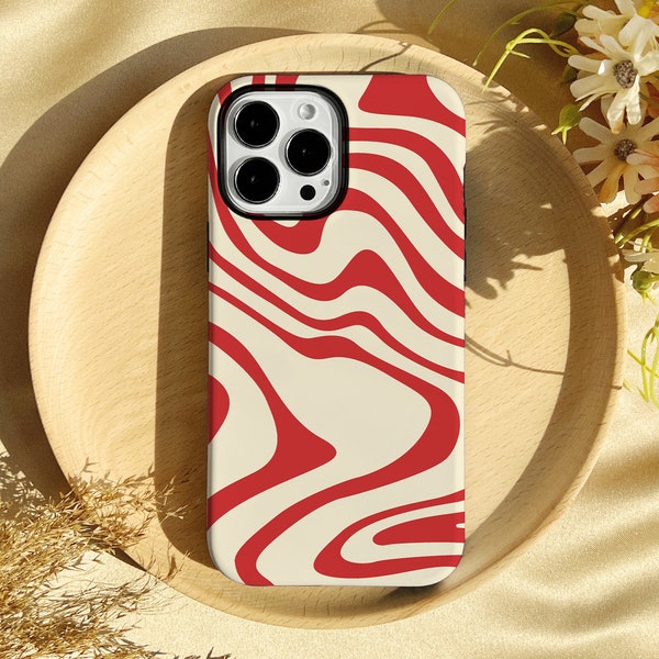 Red Curved Stripe Personalized iPhone case for iPhone 14 13 12 11 Pro Max case 12 Mini XR case iPhone XS Max iPhone 7 8 Plus