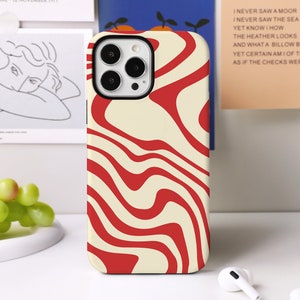 Red Curved Stripe iPhone case for iPhone 14 13 12 11 Pro Max case 12 Mini XR case iPhone XS Max iPhone 7 8 Plus