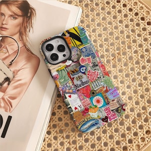 Coque iPhone Collage d’autocollants rétro pour iPhone 15 14 13 12 11 Pro Max coque 12 Mini XR XS coque iPhone 7 8 14 15 Plus