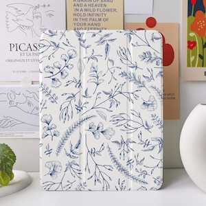 Painted Blue Flower iPad Case for iPad Air 4/5 iPad 10 10.9" 2022 iPad Pro 12.9'' 2021 Pro 11" 2022 iPad Mini 6/5/4, iPad cover