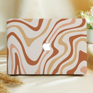 Coffe Curved Stripe gepersonaliseerde harde beschermhoes voor Macbook Pro 13&quot;, 2022 M2 Air Pro, laptop harde hoes voor 12/13/14/15/16 inch