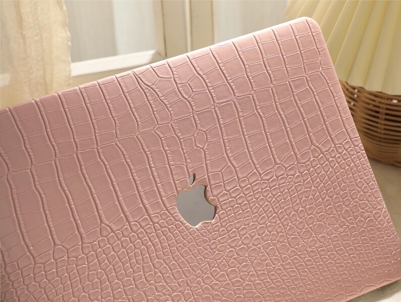 Pink Faux Croc Leather Hard Case for 2025 M4 MacBook Air 13”, Laptop ...