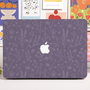Purple Floral Personalized Hard Protective Case for Macbook Pro 13”, 2022 M2 Air Pro, Laptop Hard Case for 12/13/14/15/16 inch