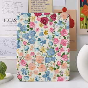 Étui iPad fleur aquarelle pour iPad Air 4/5 iPad 10 10,9 » 2022 iPad Pro 12,9'' 2021 Pro 11 » 2022 iPad Mini 6/5/4, couverture iPad