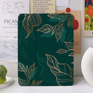 Étui iPad Green Gold LeafiPad pour iPad Air 4/5 iPad 10 10,9" 2022 iPad Pro 12,9'' 2021 Pro 11" 2022 iPad Mini 6/5/4, couverture iPad