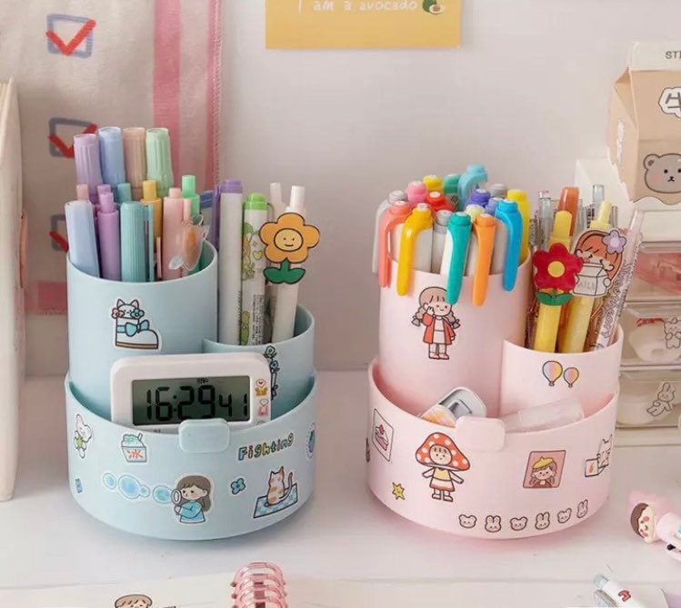 Kawaii Desk Organizer with Drawers for Teen Girls Cute Kawaii Desk  Organizer with Stickers DIY Fun School Supplies Stationery Makeup  Accessories