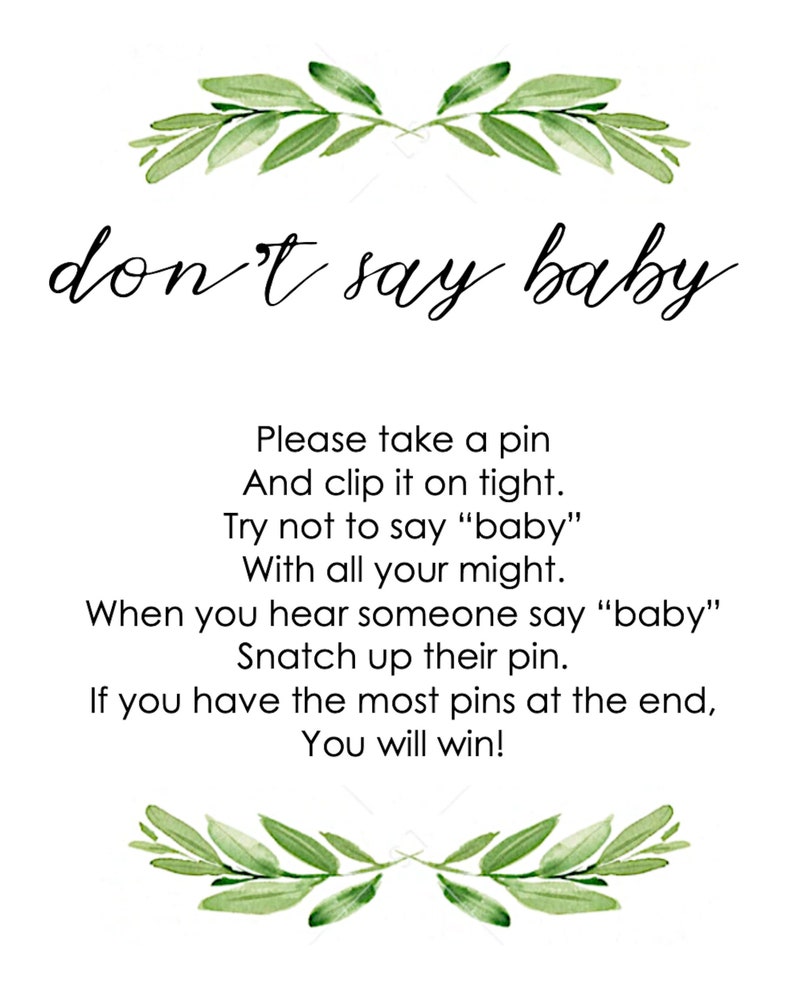 Don't Say Baby Game Rules Etsy