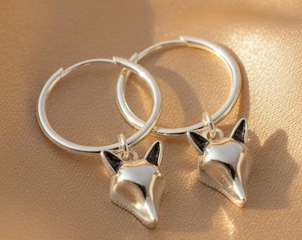 Örhängen i sterlingsilver 925 med rävring, hängande droppar, minimalistiska smycken