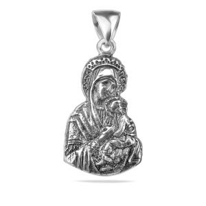 Sterling Silver 925 Virgin Mary and Child Pendant Religious Necklace Charm Jewellery Spiritual Mother of God Unisex Christian Gift Present