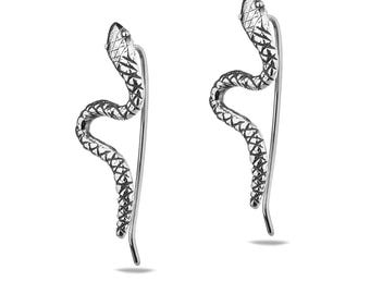 Snake Earrings – 925 Sterling Silver Ear Climbers Serpent