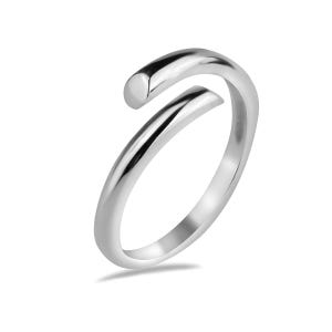 Minimalist Sterling Silver 925 Open Band Ring Adjustable Stacking Statement Ring Modern Dainty Wrap Everyday Jewellery Gift