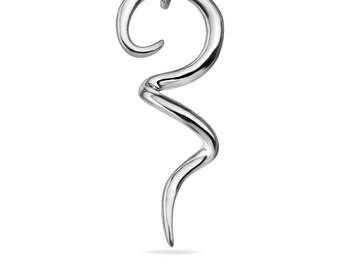 Sterling Silver 925 Abstract Curl Pendant Modern Twisted Swirl Charm