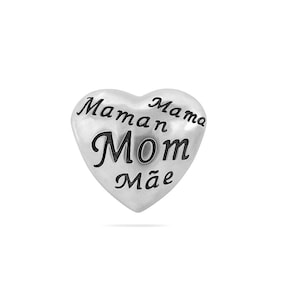 Sterling Silver 925 Heart Charm Mama in Multiple Languages Fits Pandora European Charm Bracelets Mother&#39;s Day New Mum Jewellery Gift