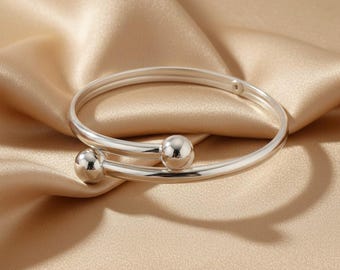 Open Cuff Bangle 925 Sterling Silver Minimalist Bracelet