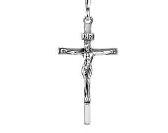 Crucifix Pendant 925 Sterling Silver INRI Cross Faith Necklace