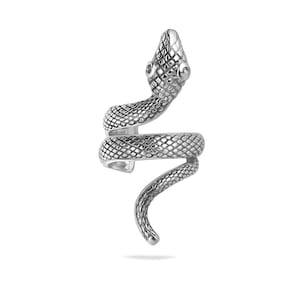 Sterling Silver 925 Snake Cuff Earring Adjustable Serpent Cartilage Ear Wrap No Piercing Needed Gothic Minimalist Jewellery