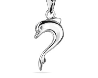 Dolphin Pendant Sterling Silver 925 Ocean Inspired Necklace