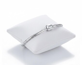 Charm Bracelet 925 Sterling Silver Snake Chain Bead Charms Bracelet with Barrel Clasp