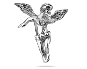 Sterling Silver 925 Angel Pendant Guardian Charm Unisex Necklace