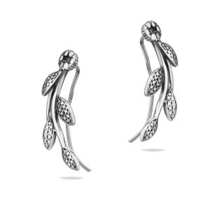 Sterling Silber 925 Leaf Vine Ohr Kletterer Ohrringe Natur inspiriert Wald Ohr Krabbler Schmuck