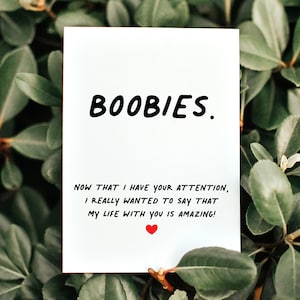 Funny Dirty Anniversary Card For Adults, Adult Humor Card, Valentines Day Gift For Husband, Naughty Birthday Card For Him, Boobies Card