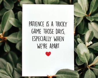 Heartfelt Long Distance Relationship Card, Miss You Folding Card, Patience Is A tricky Game When We're Apart , Military Deployment Card