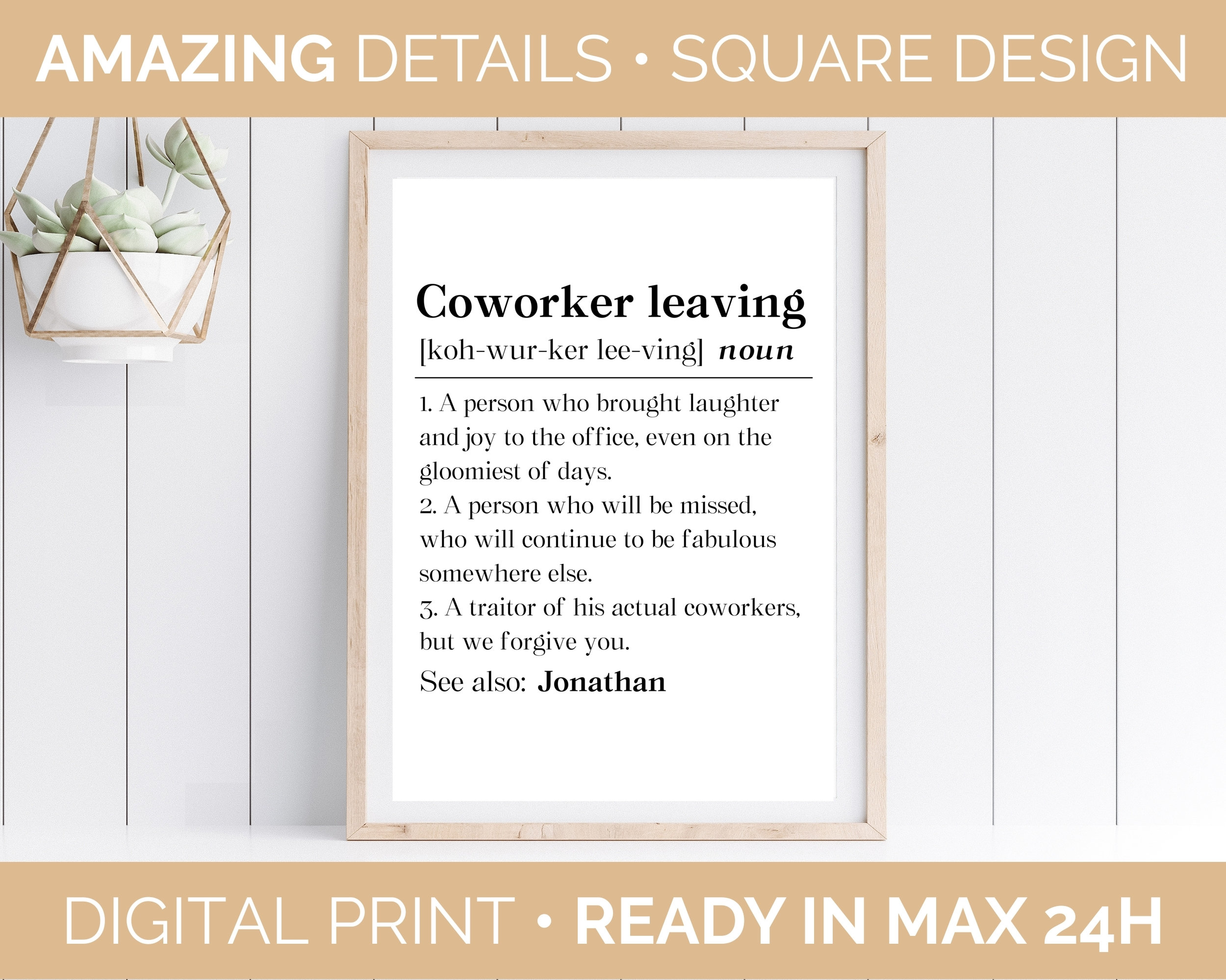 "Personalisierter Coworker, ""Outfit"" Definition Druck (digitaler Download)"