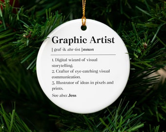 Graphic Artist Definition Ornament, Digital Art Wizard Gift, Visual Storyteller Christmas Ornament, Graphic Design Expert Ceramic Ornament