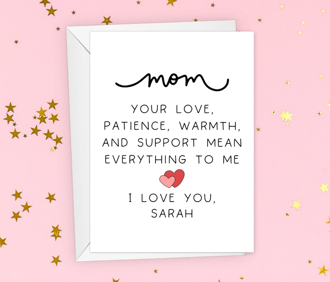 Personalized I Love You Mom Card, Sentimental Mothers Day Gift, Mom ...