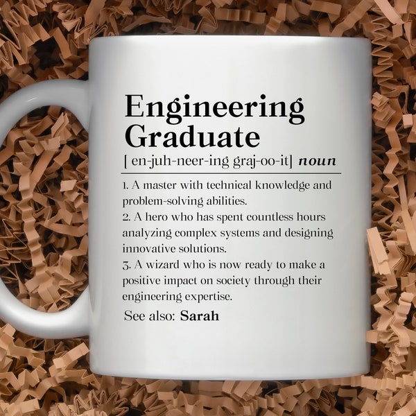Personalized Engineer Graduation Mug, Custom Engineering Graduate Gift, Engineering Grad Coffee Mug, New Engineer Cup, Engineering Grad Gift