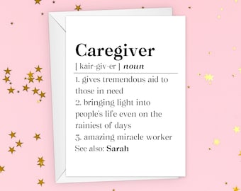 Personalized Caregiver Definition Card, Caregiver Appreciation Gift, For Caregiver Greeting Card, Cancer Caregiving Folded Card